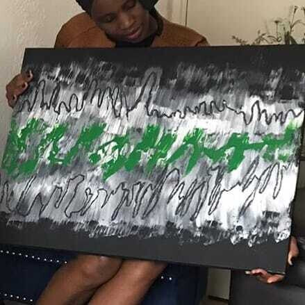Green Wall art Abstract | Drifted | 30x22" | Nenyasha Cherish Arts