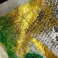 Large modern wall art green and gold | Mix media art | 20 x17 inches | Nenyasha Cherish Arts