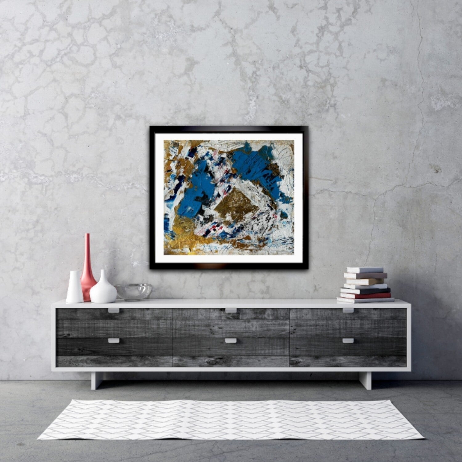 Blue acrylic canvas painting |Modern home decor | 13 x 11 inches | Nenyasha Cherish Arts