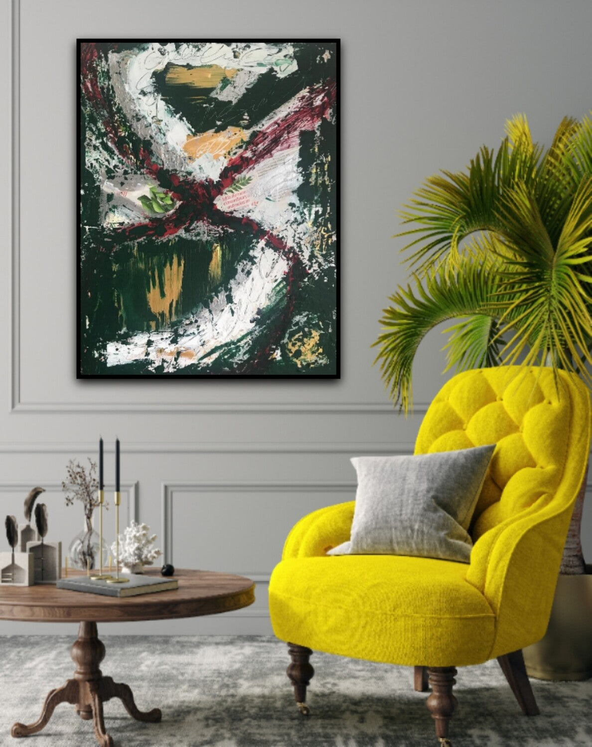 Green abstract mixed media artwork | 16 x 20" | Nenyasha Cherish Arts