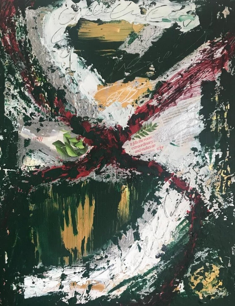 Green abstract mixed media artwork | 16 x 20" | Nenyasha Cherish Arts