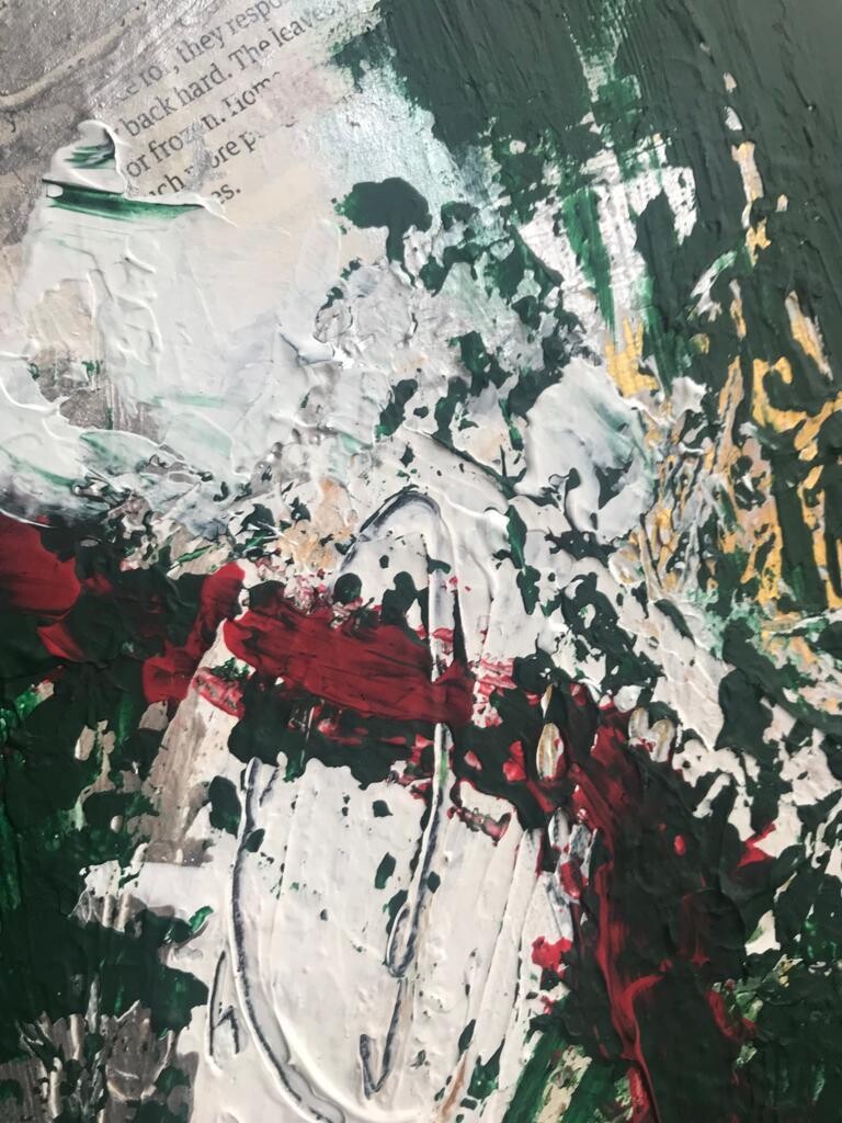 Green abstract mixed media artwork | 16 x 20" | Nenyasha Cherish Arts