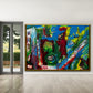 Large Abstract painting/ Warm pop colours / Colourful Pop Art painting / Colourful Abstract painting / Blue, Green, Red, and Yellow, 40 x56 inches | Nenyasha Cherish Arts