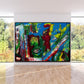 Large Abstract painting/ Warm pop colours / Colourful Pop Art painting / Colourful Abstract painting / Blue, Green, Red, and Yellow, 40 x56 inches | Nenyasha Cherish Arts