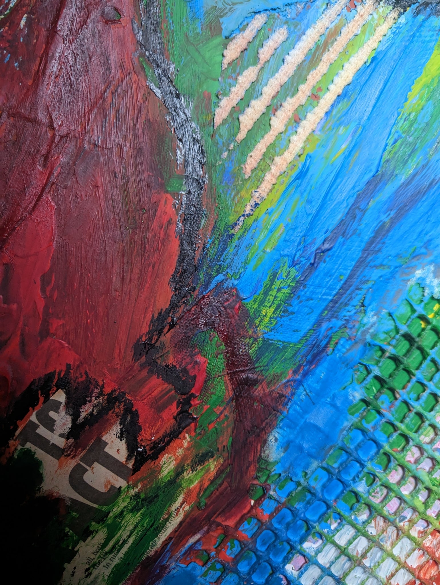 Large Abstract painting/ Warm pop colours / Colourful Pop Art painting / Colourful Abstract painting / Blue, Green, Red, and Yellow, 40 x56 inches | Nenyasha Cherish Arts
