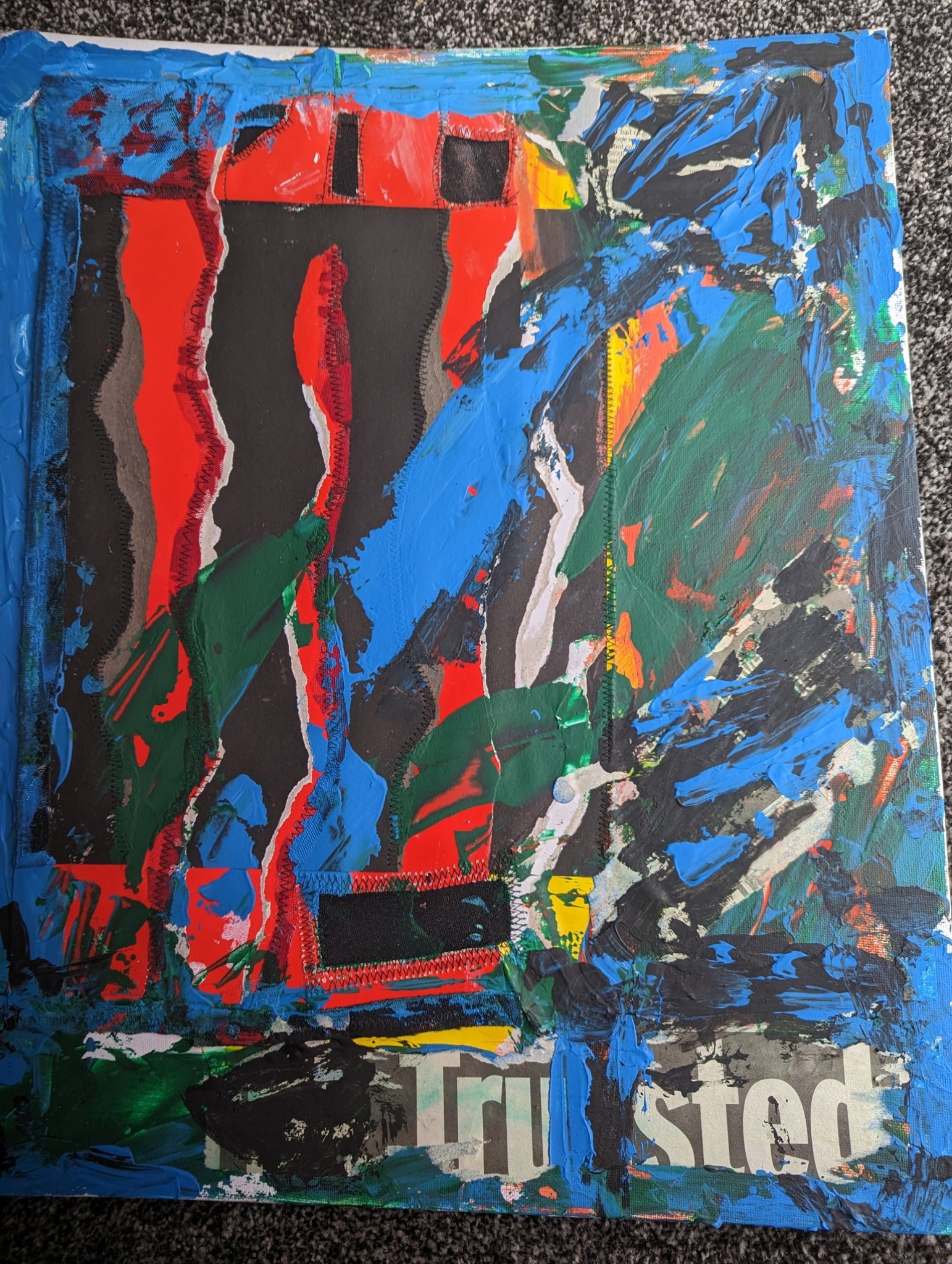Mixed media art | Blue framed mixed media art | Nenyasha Cherish Arts