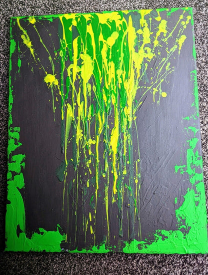 Green and black abstract art | Miracle escape | 16 x20" | Nenyasha Cherish Arts