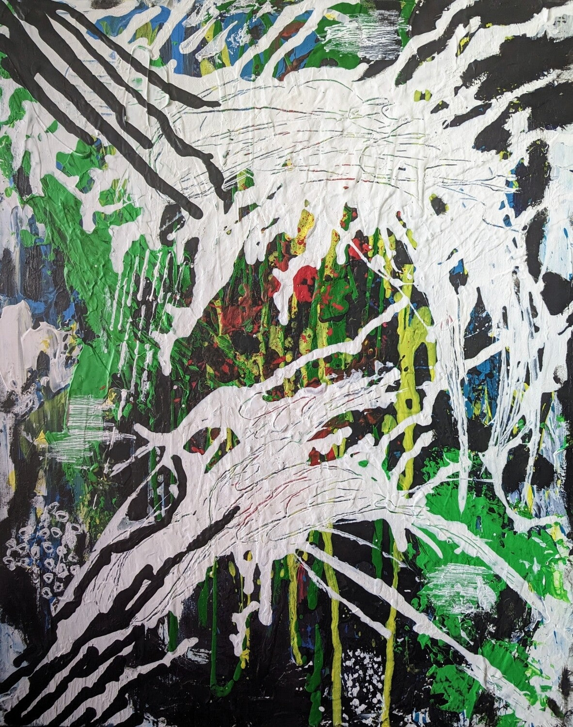 Green Abstract wall art on canvas | Contemporary minimal art | 16x20" | Nenyasha Cherish Arts