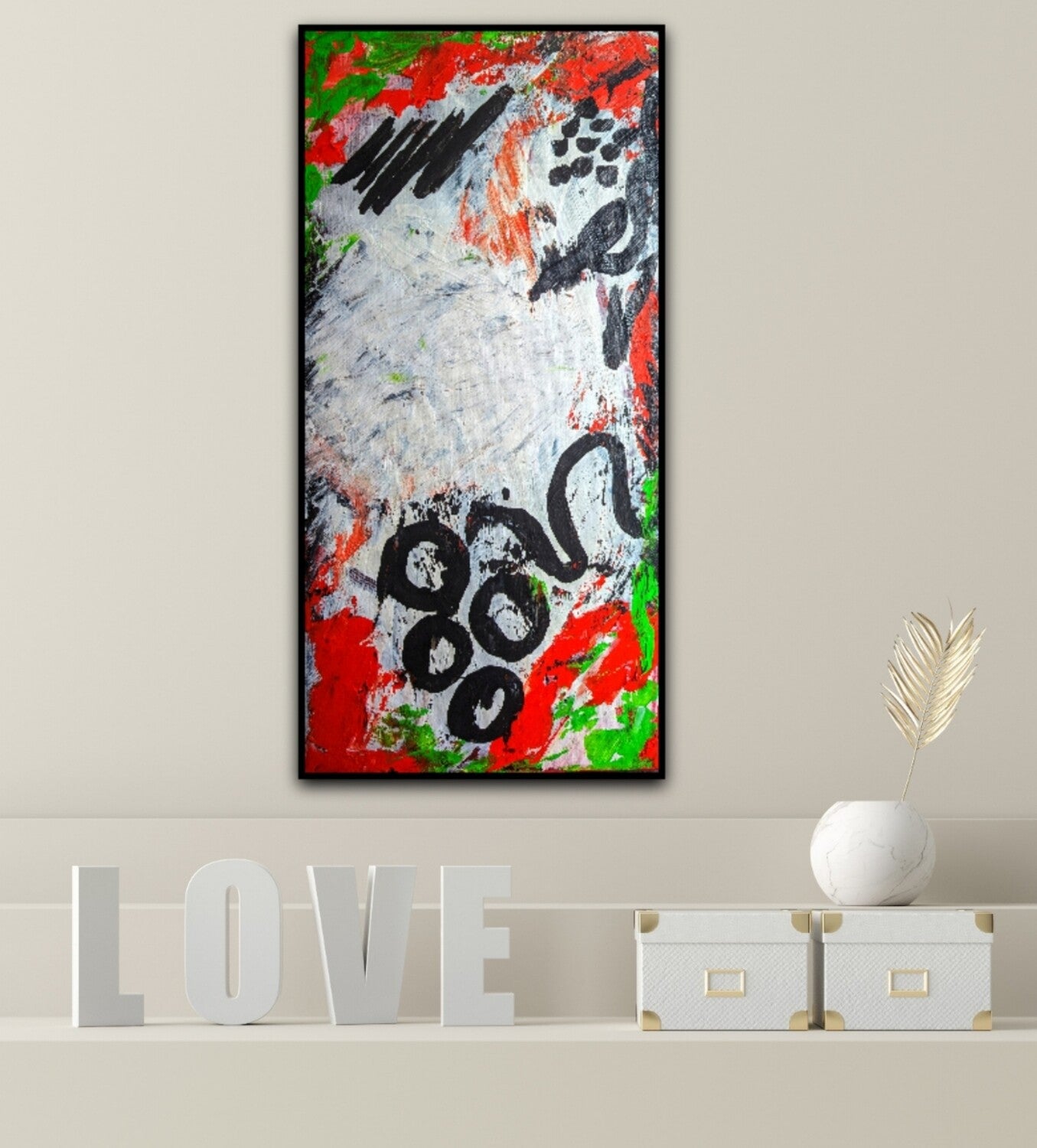 Red and black abstract painting 20 x 10" | Nenyasha Cherish Arts