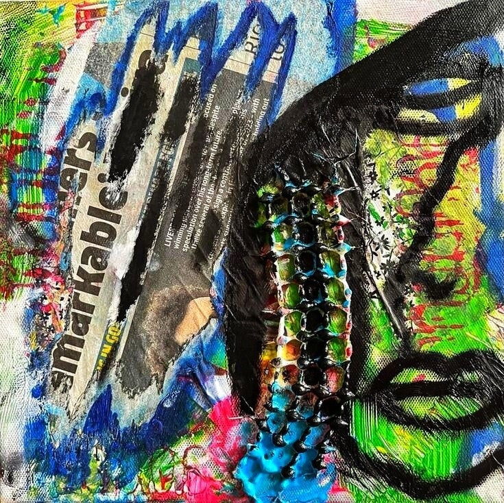 Whimsical Mixed Media Collage Painting in Acrylic" "Vibrant Acrylic Collage Art - Mixed Media Masterpiece" "Contemporary Mixed Media Collage, Original Acrylic Painting | Nenyasha Cherish Arts