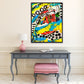 Yellow and blue framed mixed media abstract painting | Nenyasha Cherish Arts