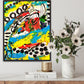 Yellow and blue framed mixed media abstract painting | Nenyasha Cherish Arts